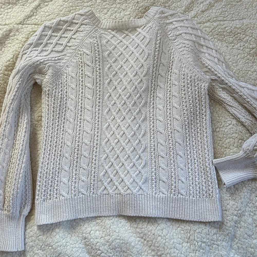 Sezane Cream Cable Knit 100% Cotton Cardigan XS - Picture 3 of 9